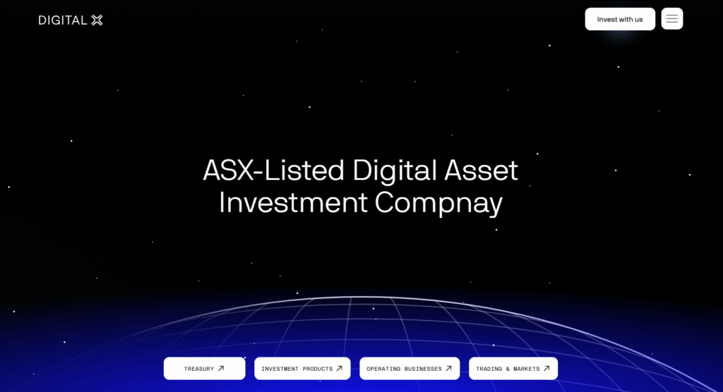 DigitalX official website, captured July 31, 2026