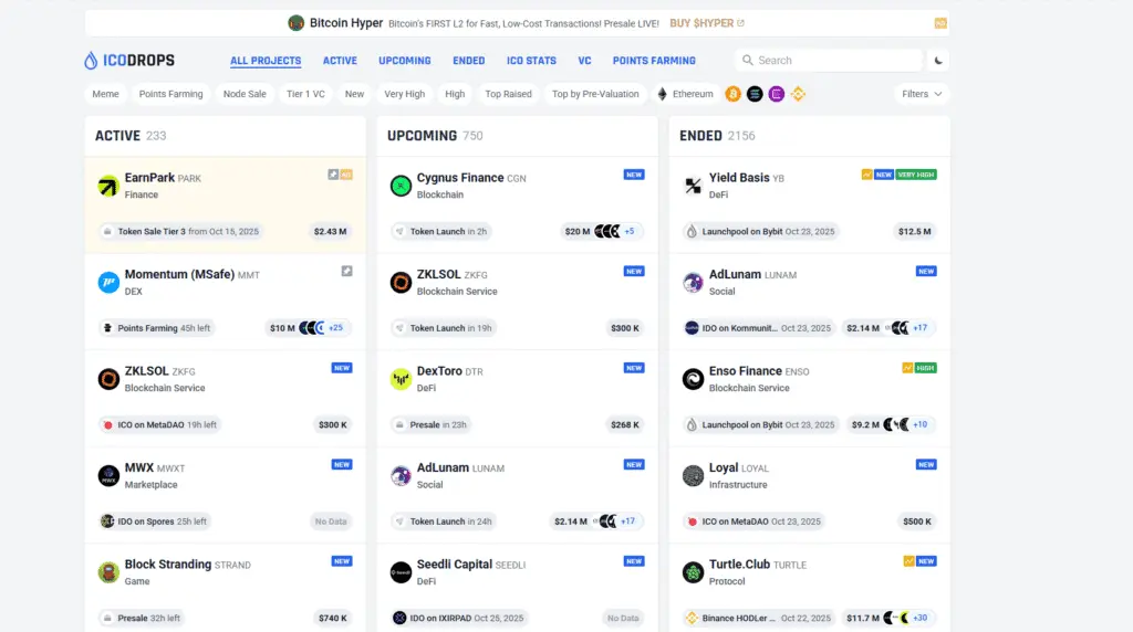 Latest icodrops for 2025