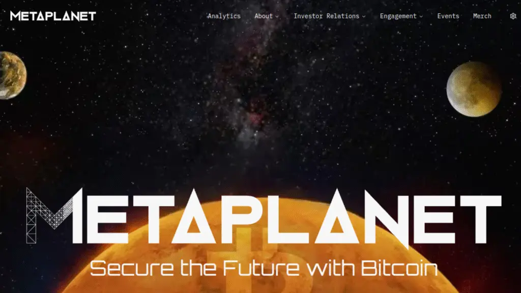 Metaplanet official website, captured July 31, 2026