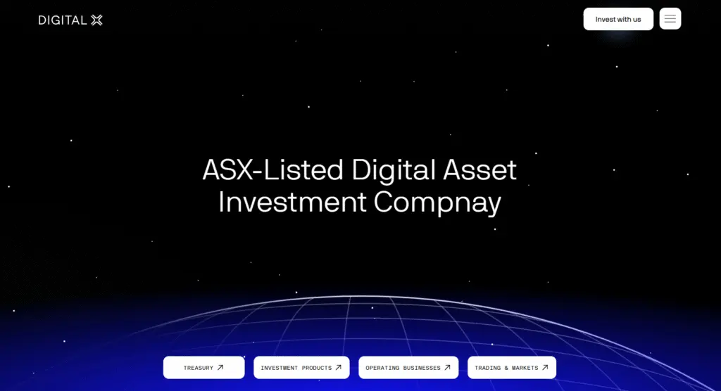 DigitalX official website, captured July 31, 2026