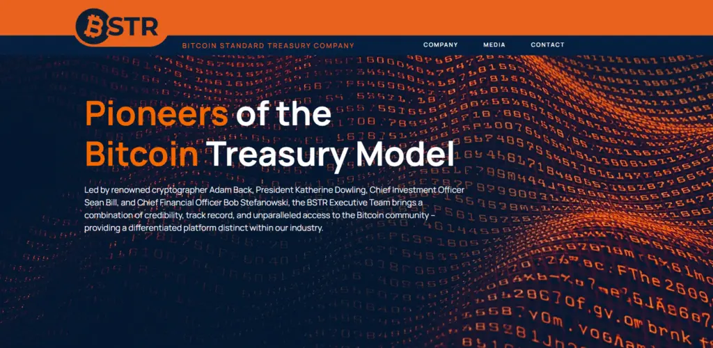 Bitcoin Standard Treasury Company official website. Source: BSTR .
