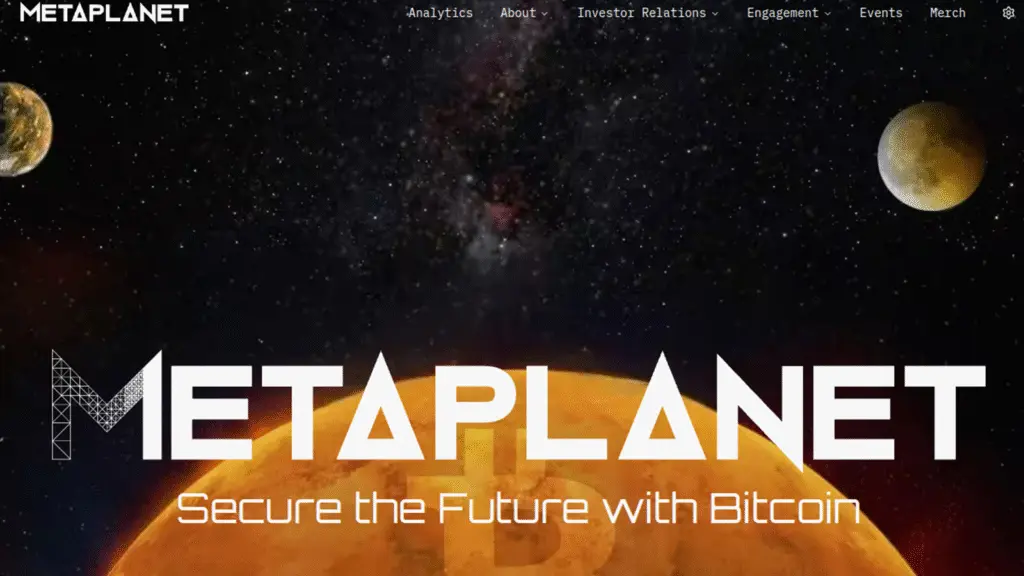 Metaplanet official homepage. Source: Metaplanet .