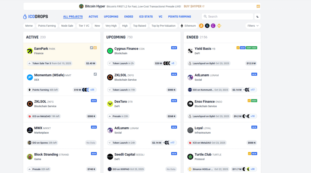 Latest icodrops for 2025