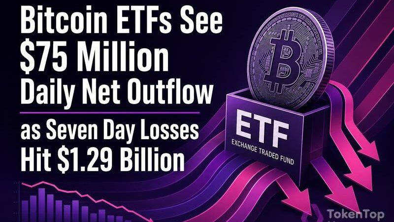 Bitcoin ETFs See $75 Million Daily Net Outflow as Seven-Day Losses Hit $1.29 Billion