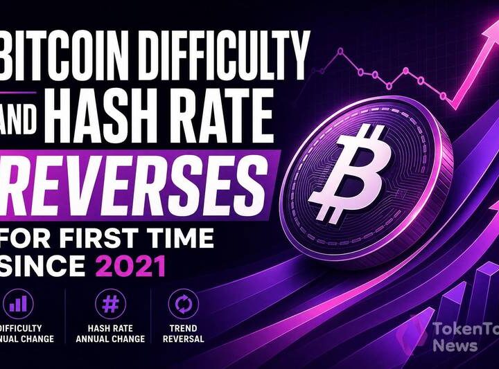 Bitcoin Difficulty and Hash Rate Annual Change Reverses for First Time Since 2021