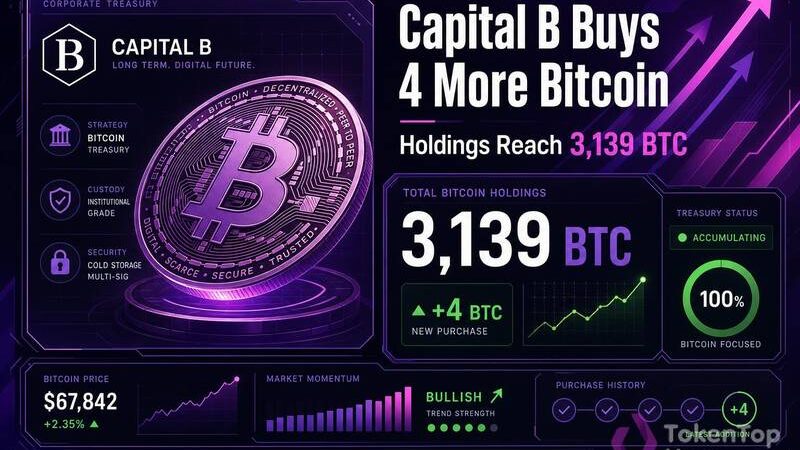 Capital B Buys 4 More Bitcoin, Holdings Reach 3,139 BTC